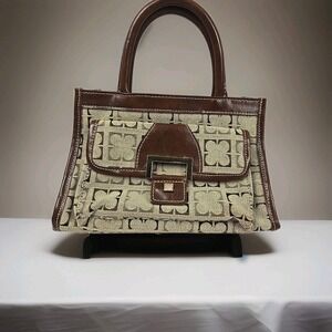 Vintage Liz Claiborne Monogram Jacquard Handbag - Y2K Quatrefoil‎ Clover Print
